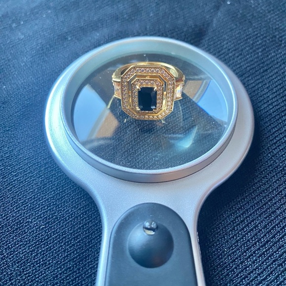 RBP Jewelry - Stunning RBP 925 Silver Gold ToneRing with Black Gemstone